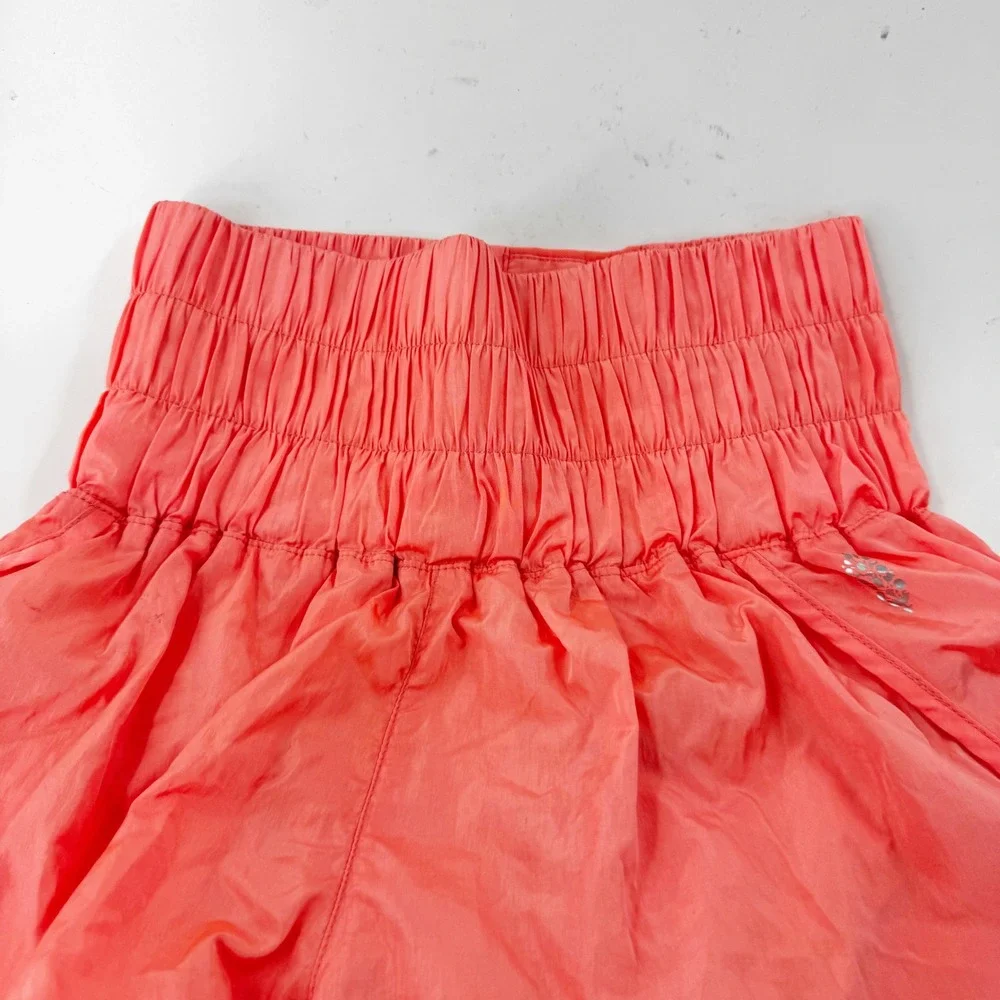 Free People Movement The Way Home Shorts‎ Coral Orange High Waist Smocked XS